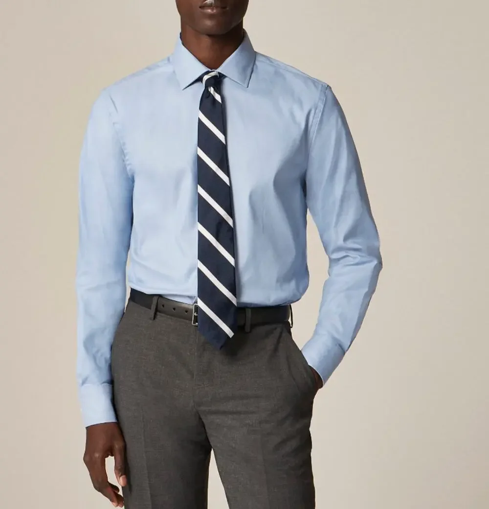 J.Crew Slim Bowery Performance Stretch Dress Shirt Mens L Blue Twill Button Up